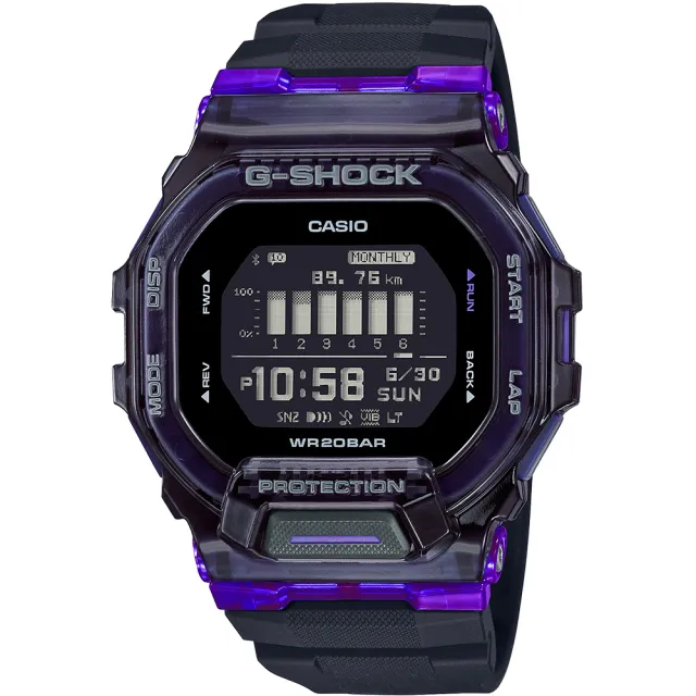 【CASIO 卡西歐】G-SHOCK 活力亮彩藍牙連線計步多功能運動錶  情人節 父親節 禮物(GBD-200SM-1A6)