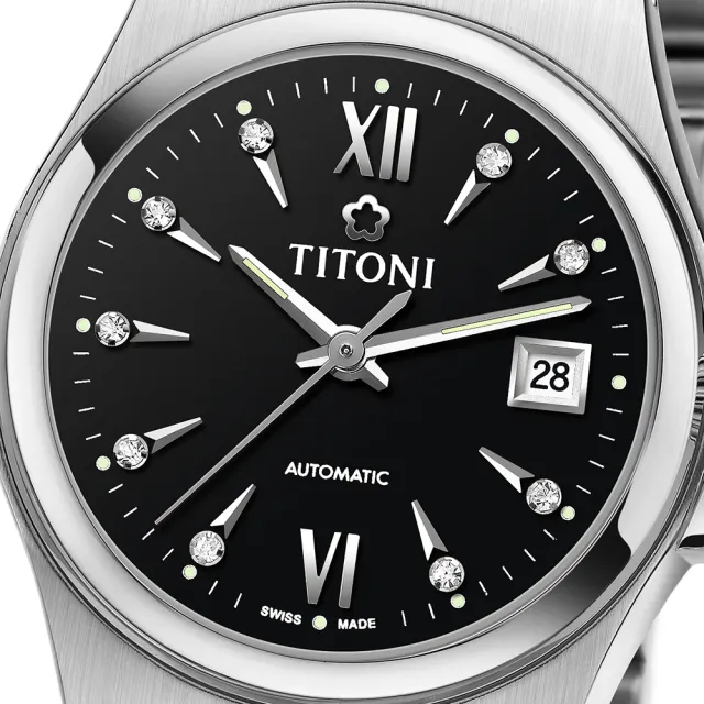 【TITONI 瑞士梅花錶】Impetus 動力系列-黑色錶盤鋼帶錶帶/27mm(23730 S-515)
