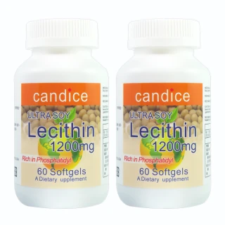 【Candice康迪斯】活力大豆卵磷脂膠囊Soy Lecithin 1200mg 兩瓶組(60顆/瓶)