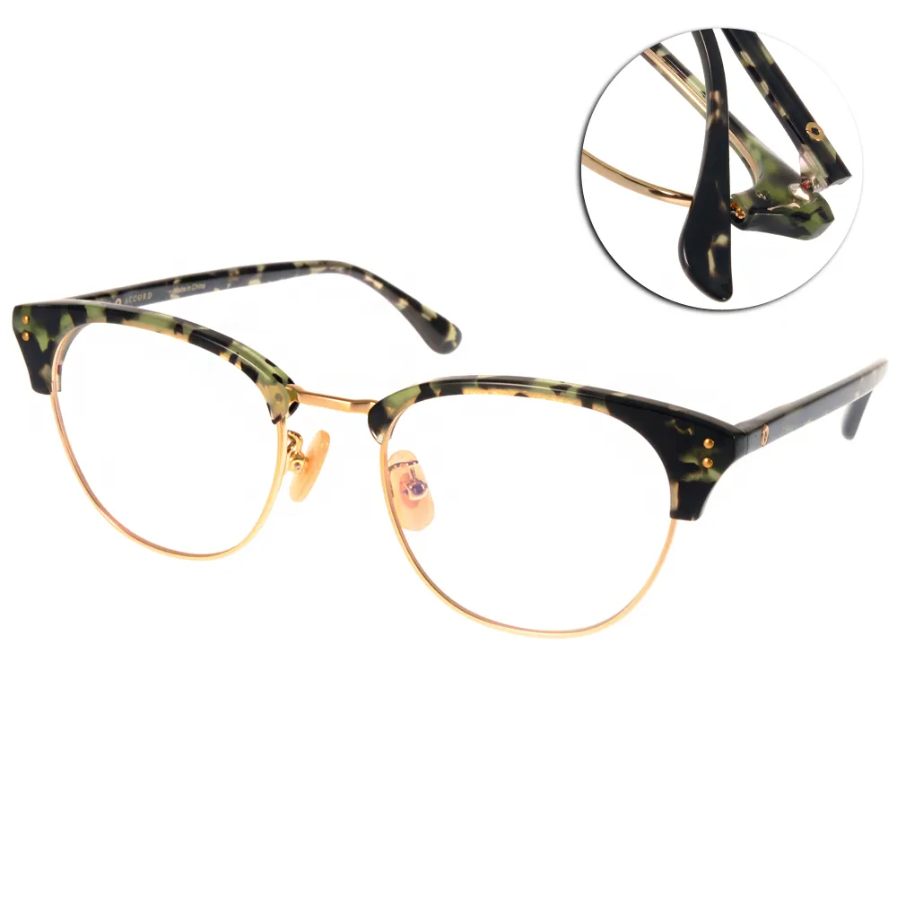 【NINE ACCORD】時尚潮流眉框款 光學眼鏡(綠琥珀-金#LENTOP AKI C5)