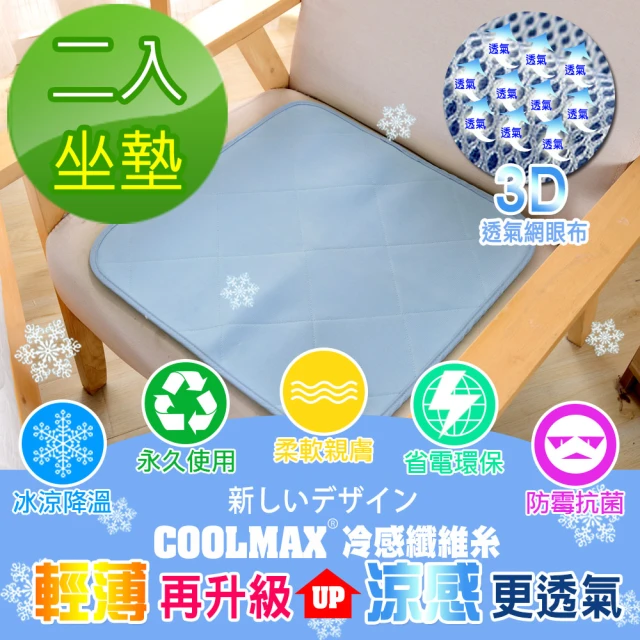【Betrise】日本-3D可機洗輕薄型涼感紗凝膠墊(超值2坐墊)