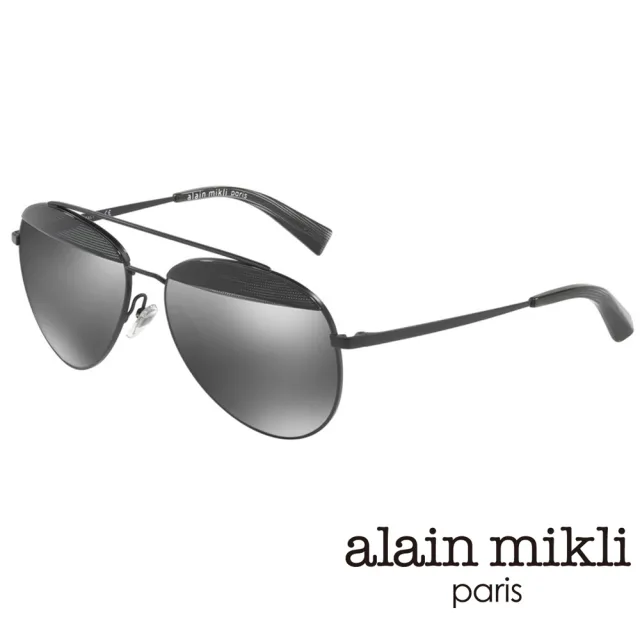 【alain mikli 法式巴黎】金屬雙樑眉框飛行員造型太陽眼鏡(黑 AL4004-001)