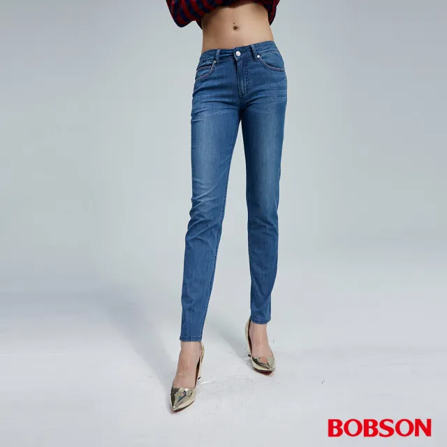 【BOBSON】女款低腰輕量小直筒褲(8163-58)