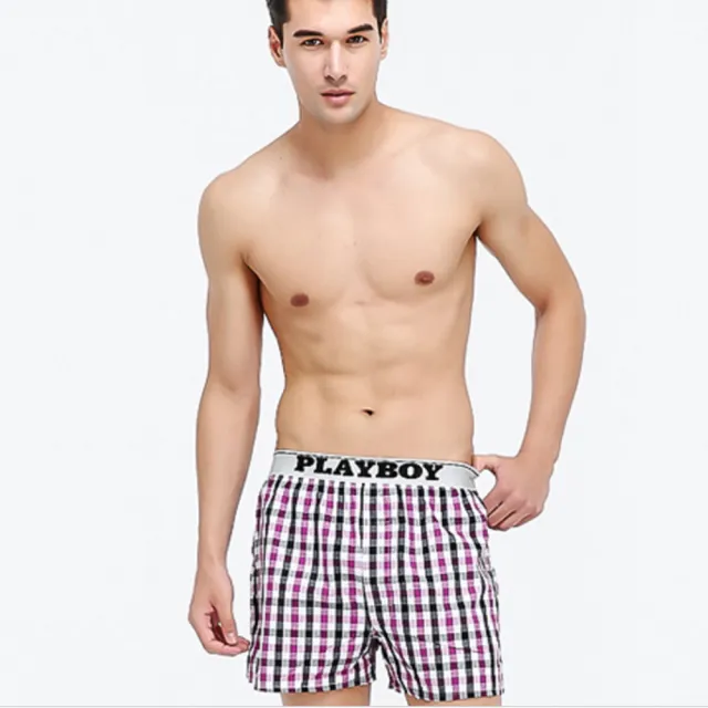 【PLAY BOY】舒適五片式全棉織帶平口褲(6件組隨機取色)