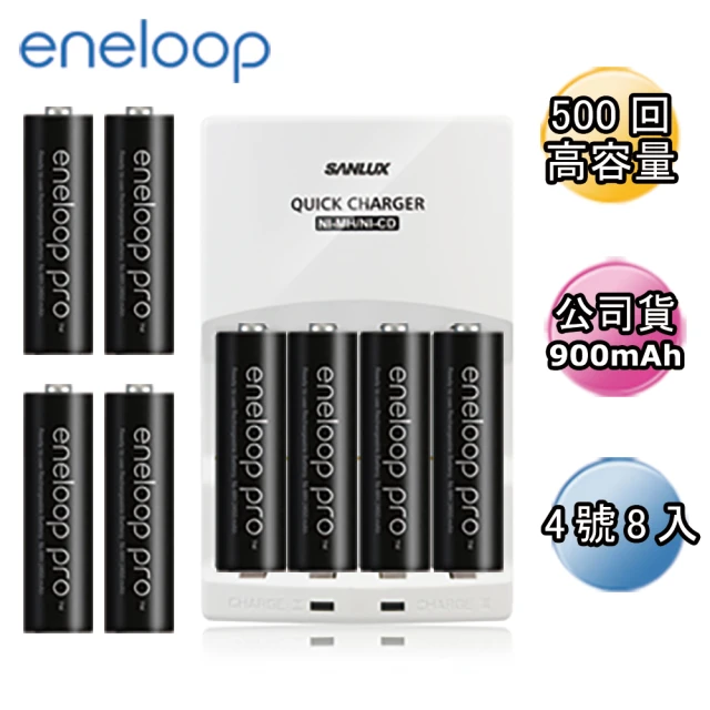【Panasonic國際牌ENELOOP】高容量充電電池組(搭配智慧型充電器+4號8入)