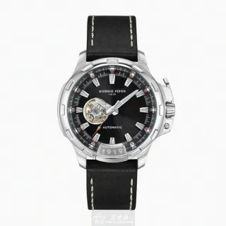 【GIORGIO FEDON 1919】GiorgioFedon1919手錶型號GF00056(內容錶面銀錶殼深黑色真皮皮革錶帶款)