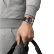 【TISSOT 天梭 官方授權】PRX系列 1970年代復刻 黑面 黑膠帶 機械腕錶 禮物推薦 畢業禮物(T1374071705100)