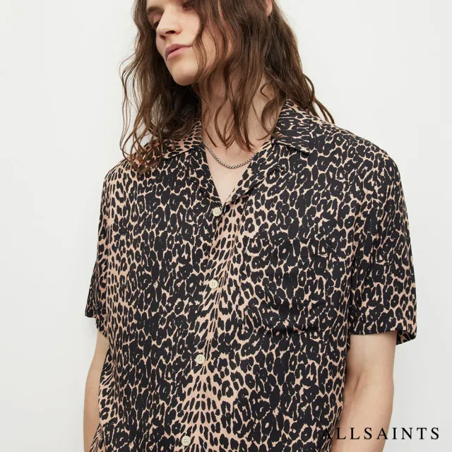 【ALLSAINTS】FELINE 人造絲個性豹紋印花夏威夷短袖襯衫 MS187Y(舒適版型)