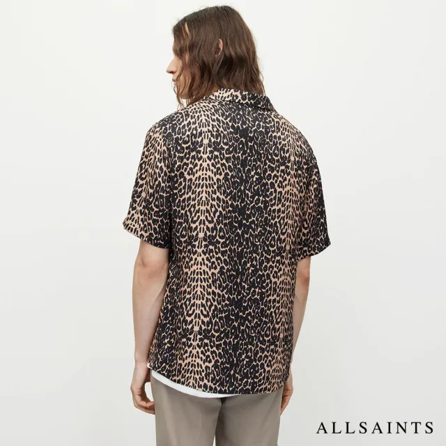 【ALLSAINTS】FELINE 人造絲個性豹紋印花夏威夷短袖襯衫 MS187Y(舒適版型)