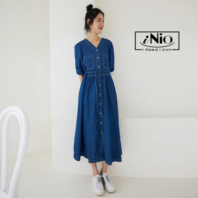 iNio 衣著美學 長褲 冬新品 現貨 雙口袋 裝飾拼接 鬆