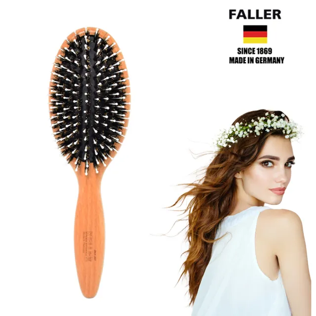 【FALLER 芙樂】德國製FSC櫸木橢圓黑豚鬃柔珠氣墊梳(氣墊梳/梳頭按摩美容/99狂購)