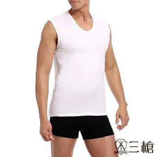 【三槍牌】時尚精典型男金絲棉寬肩背心2件組(白M-XL)