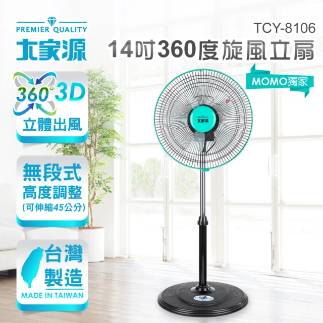 【大家源-2入超值組】14吋360度旋風立扇/電風扇(TCY-8106)