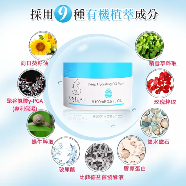 【UNICAT 變臉貓】膠原蛋白保濕水凝霜 曬後保濕 細緻彈力 100ml 共5入 晚安凍膜(晚安面膜 乳霜 面霜)