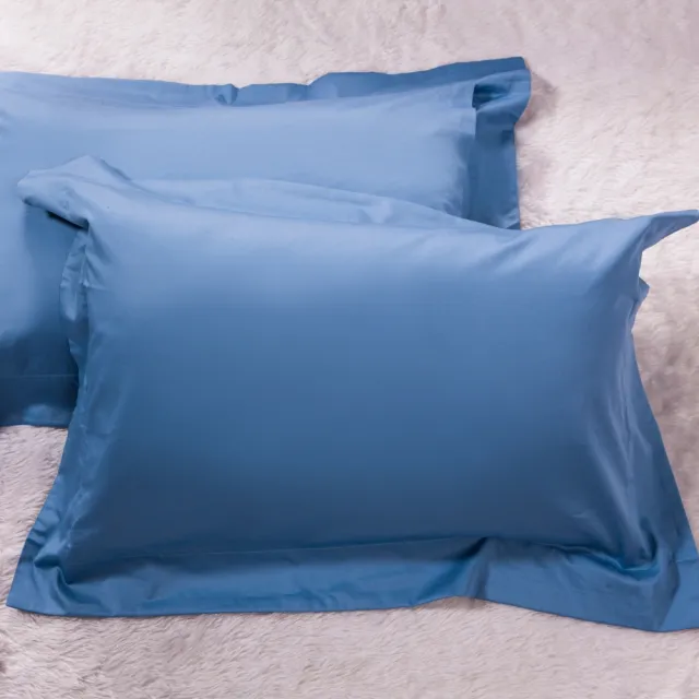 【HOLA】托斯素色純棉歐式枕套2入蔚藍