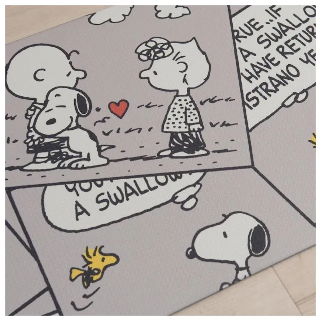 【日本SENKO】史努比 SNOOPY PVC 抑菌 防臭 卡通地墊 腳踏墊 軟墊 廚房地墊(45X180CM  平行輸入)