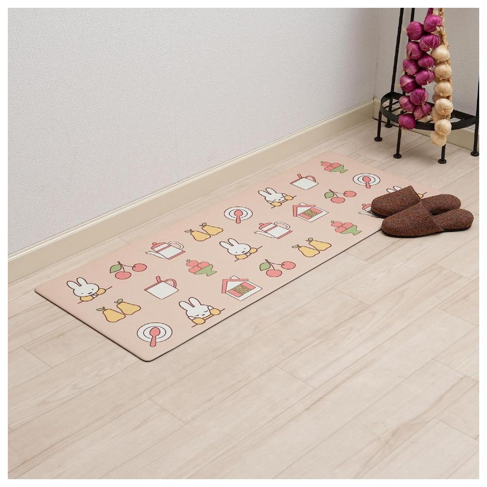 【日本SENKO】MIFFY 米飛兔 PVC 抑菌 防臭 卡通地墊 腳踏墊 軟墊 廚房地墊(45X180CM  平行輸入)