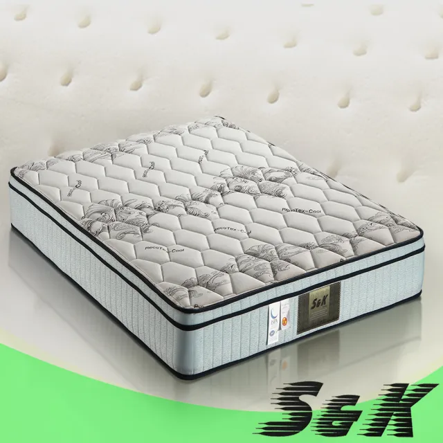 【S&K】乳膠涼感防蹣抗菌蜂巢獨立筒床墊(單人加大3.5尺)