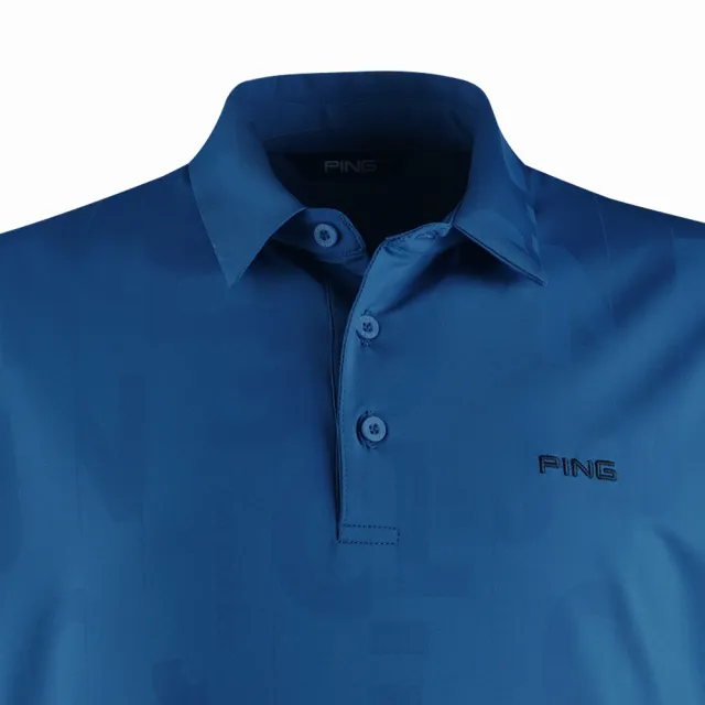 【PING】男款隱形字母印花短袖POLO衫-藍綠(吸濕排汗/GOLF/高爾夫球衫/PA23109-57)