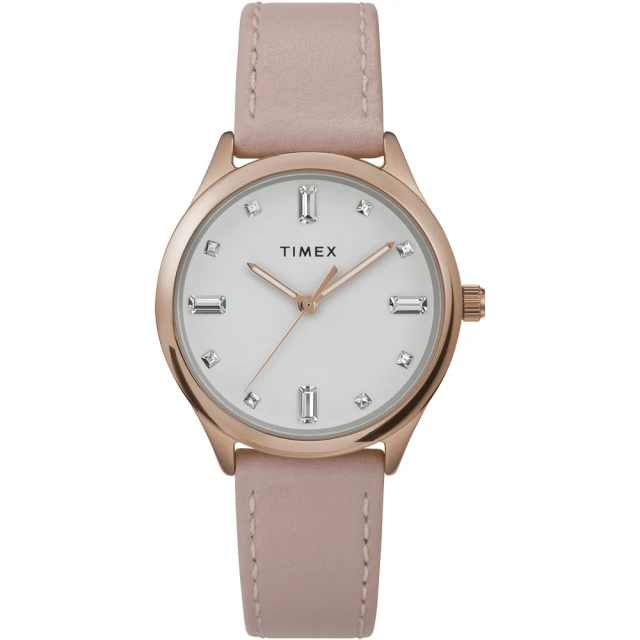 TIMEX 天美時 復刻系列 32毫米透明水晶仕女手錶 裸粉TXTW2V76600