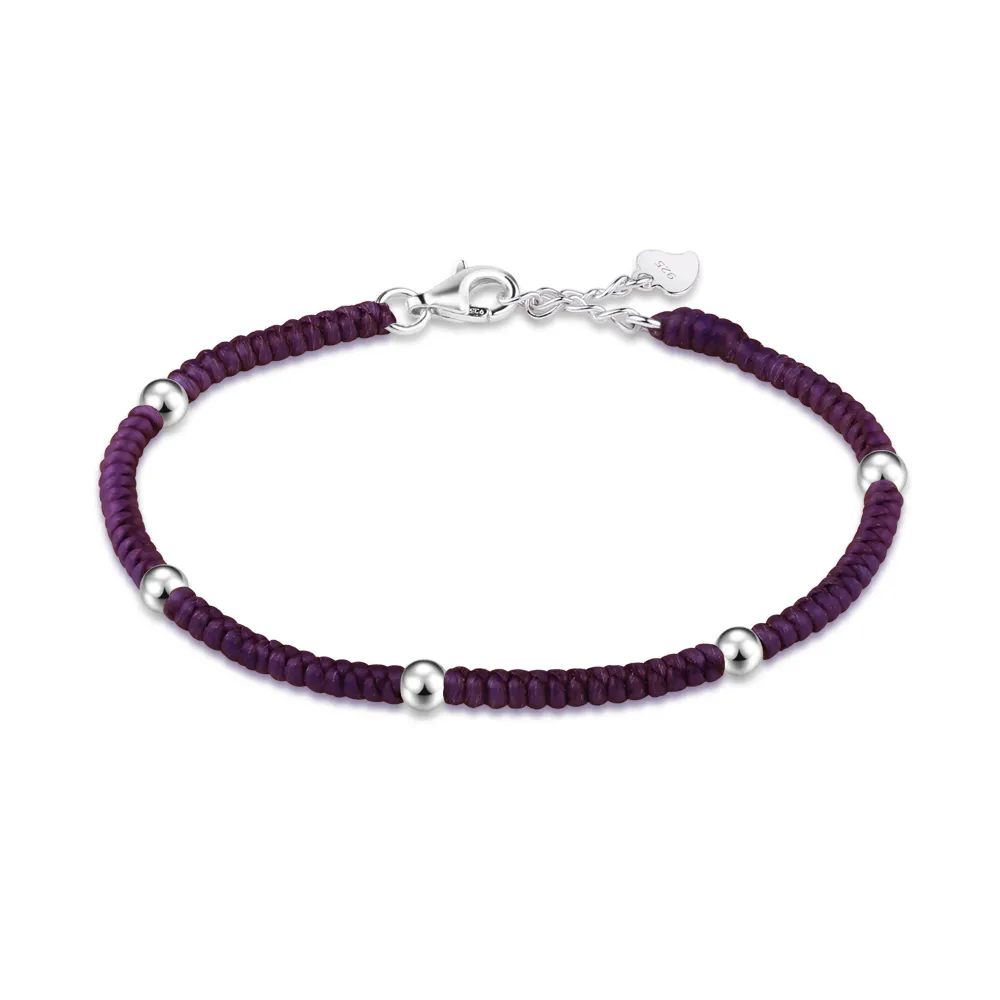 【AchiCat】編織手鍊．深紫色手繩．蠶絲蠟繩(新年禮物)
