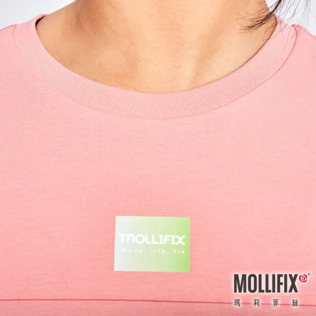 【Mollifix 瑪莉菲絲】活力LOGO側抽皺長版連身裙、瑜珈服、瑜珈裙、連身裙(黑)