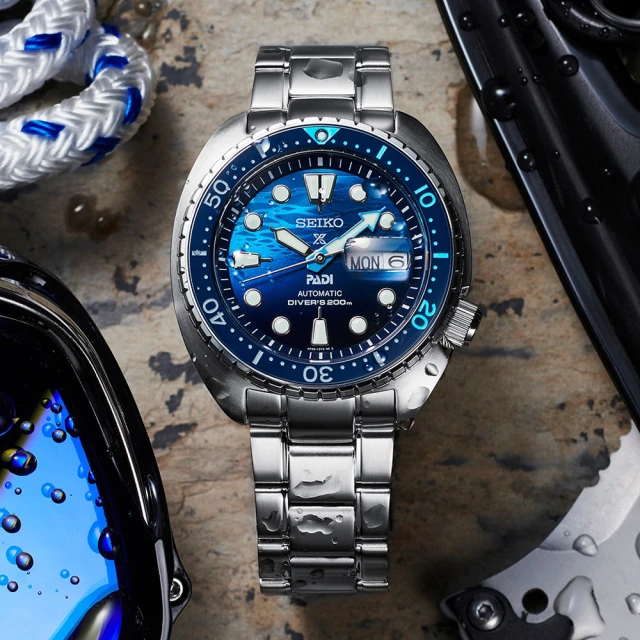 【SEIKO 精工】Prospex PADI陶瓷圈海龜王潛水機械錶-藍x銀/45mm 雙11限定(SRPK01K1/4R36-06Z0F)