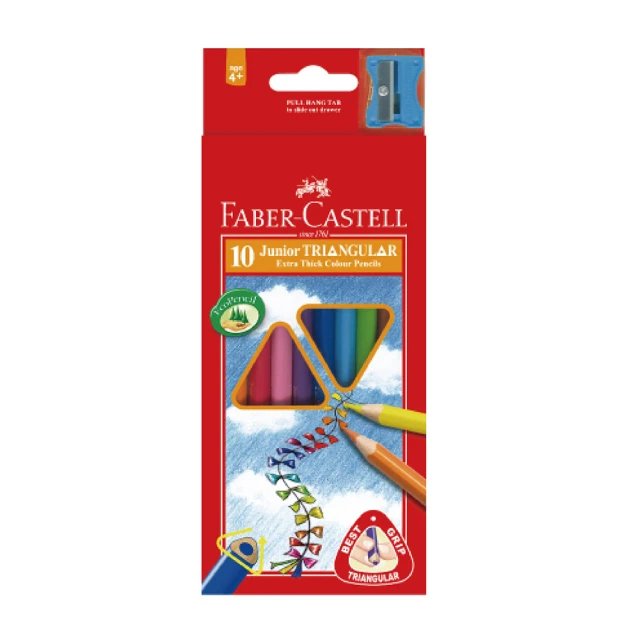 Faber-Castell 輝柏 大三角油性色鉛筆 10色 /紙盒 16-116538-10