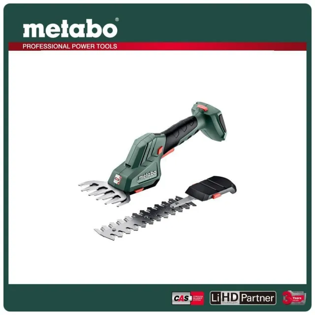 【metabo 美達寶】18V鋰電手持草坪修剪機4.0Ah單電套裝組隨附工具袋(SGS 18 LTX Q)
