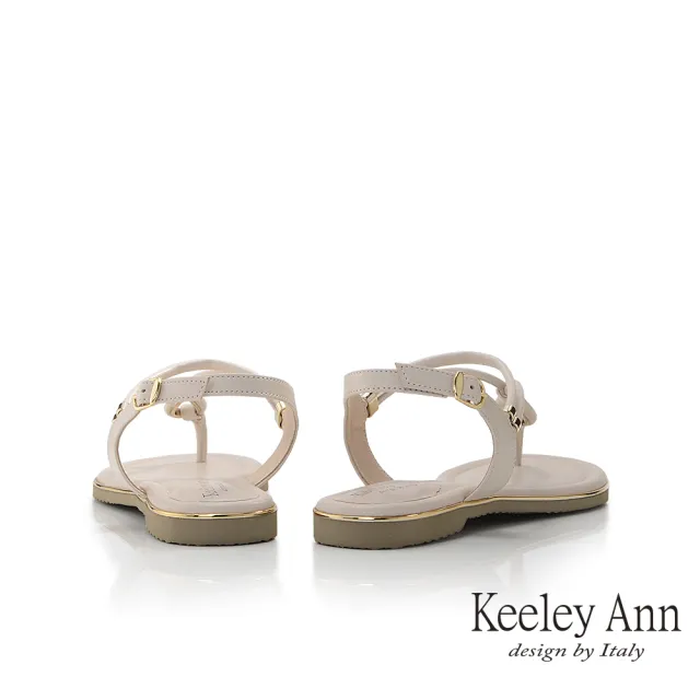 【Keeley Ann】條帶金屬釦夾腳涼鞋(米白色332008132)