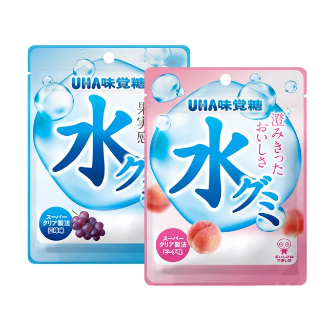 【UHA 味覺糖】水滴軟糖40g*2入(葡萄/水蜜桃)