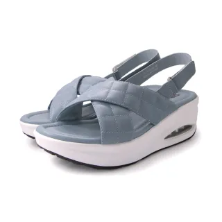 【DK 高博士】方格交叉寬帶彈性厚底涼鞋 65-3010-70 藍色