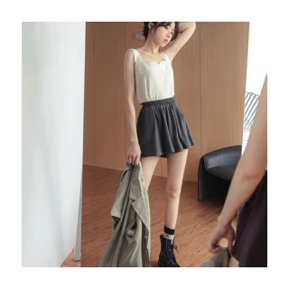 【OB 嚴選】棉質純色傘襬腰鬆緊寬鬆褲裙 《BA2461》
