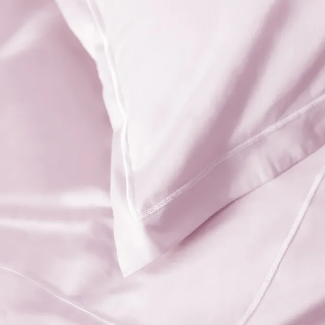 【皇室羽毛工房】300T精梳棉素色床包被套枕套四件式床組-清新粉紅(雙人)