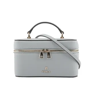 【FURLA 芙拉】Camelia 素面皮革手提/斜背迷你化妝包(淺藍色)