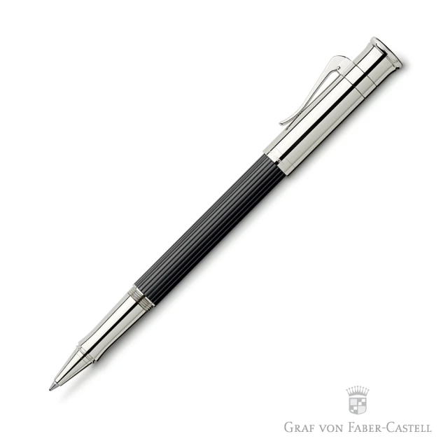 【GRAF VON FABER-CASTELL】鍍白金黑檀木 鋼珠筆(經典系列)