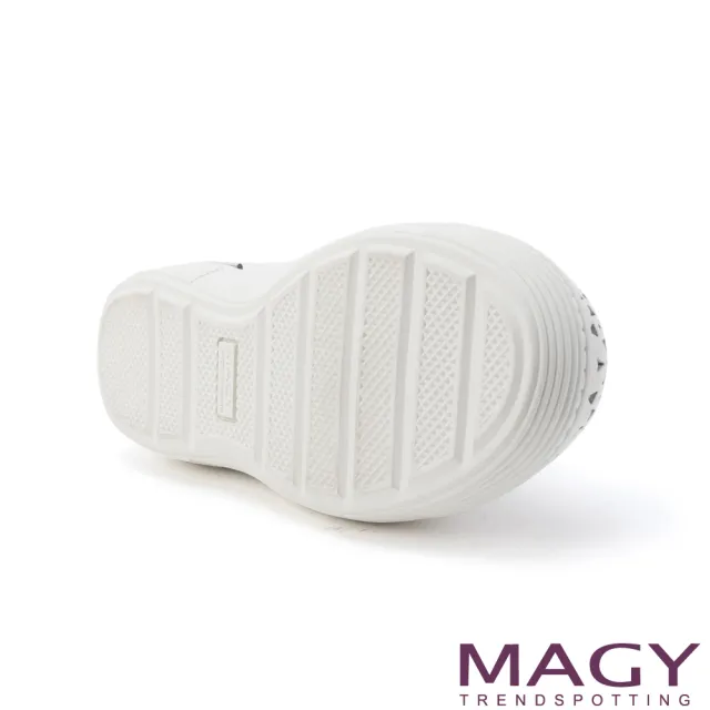 【MAGY 瑪格麗特】輕甜休閒時尚 素面造型洞洞牛皮平底鞋(白色)