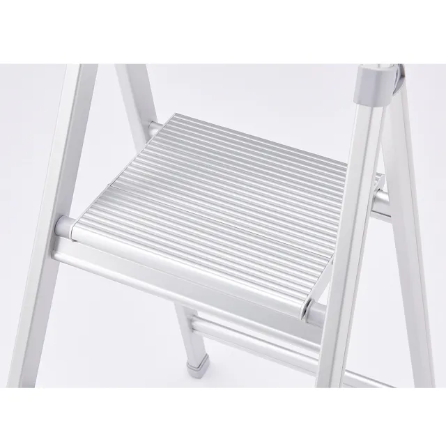 【長谷川Hasegawa】家用扶手踏台鋁梯椅子椅凳-時尚霧銀-日本設計(SRA-8)