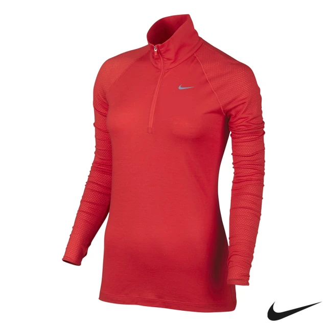【NIKE 耐吉】Nike Golf 女 1/2半拉鍊長袖運動上衣/高爾夫球衫 紅 802973-696