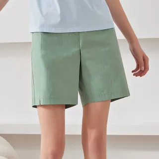 【ILEY 伊蕾】率性休閒五分棉質褲(綠色；M-2L；1232066026)