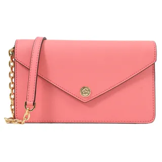 【Michael Kors】簡約WOC圓標LOGO翻蓋信封造型手拿包錬包斜背包(粉)