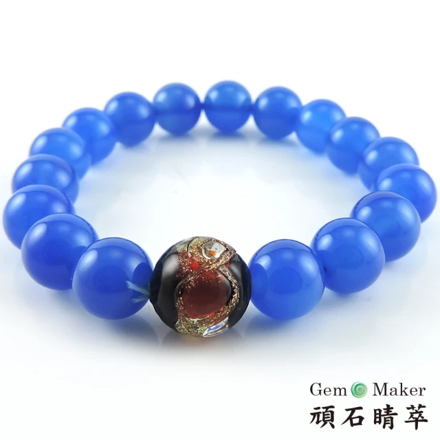 【GemMaker 頑石睛萃】藍瑪瑙琉璃手珠(25.5g)