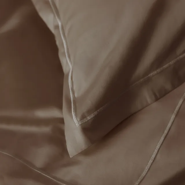 【皇室羽毛工房】300T精梳棉素色床包被套枕套四件式床組-深焙可可(加大)