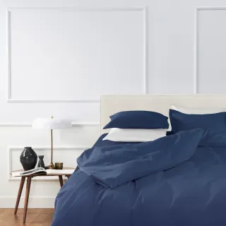 【皇室羽毛工房】買一送一★300T精梳棉素色床包被套枕套四件式床組-海軍深藍(雙人)