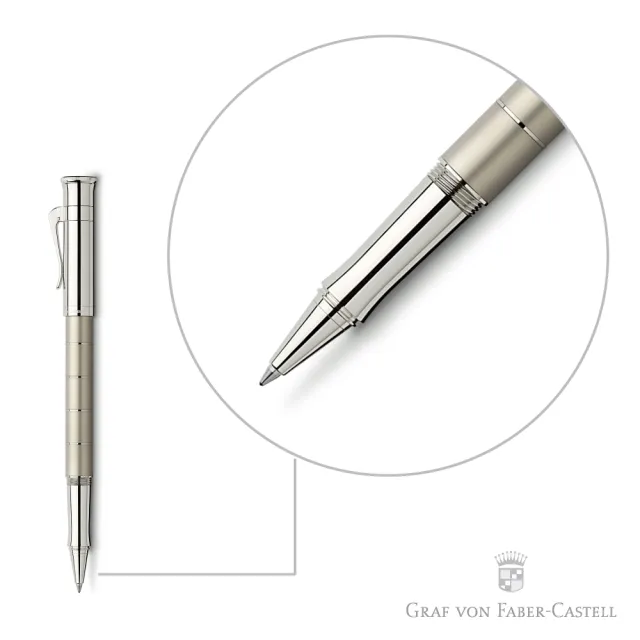 【GRAF VON FABER-CASTELL】銀環鈦金 鋼珠筆(經典系列)