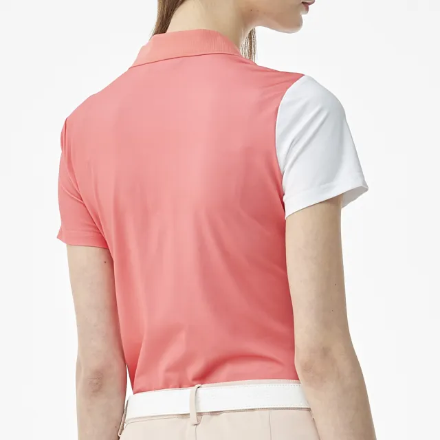 【PING】女款拼色短袖POLO衫-橘紅(吸濕排汗/抗UV/GOLF/高爾夫球衫/RA23110-25)