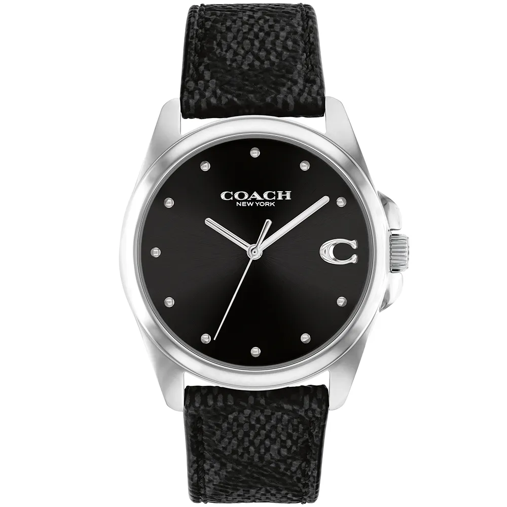 【COACH】官方授權經銷商 Greyson 經典C字LOGO皮帶女錶-36mm/黑 生日 禮物(14504112)