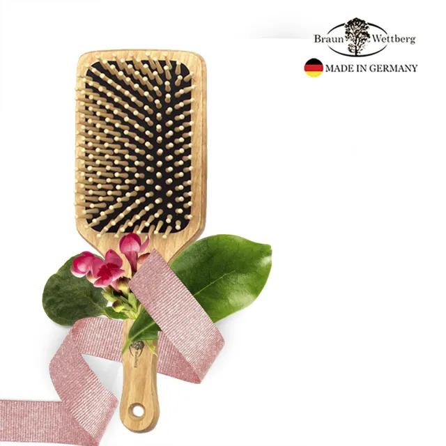 【BRAUN WETTBURG 珀薇】德國製 好好握方形圓珠大木齒氣墊梳(氣墊梳/梳頭按摩美容/雙11)