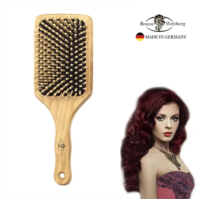 【BRAUN WETTBURG 珀薇】德國製 好好握方形圓珠大木齒氣墊梳(氣墊梳/梳頭按摩美容/10週年慶)