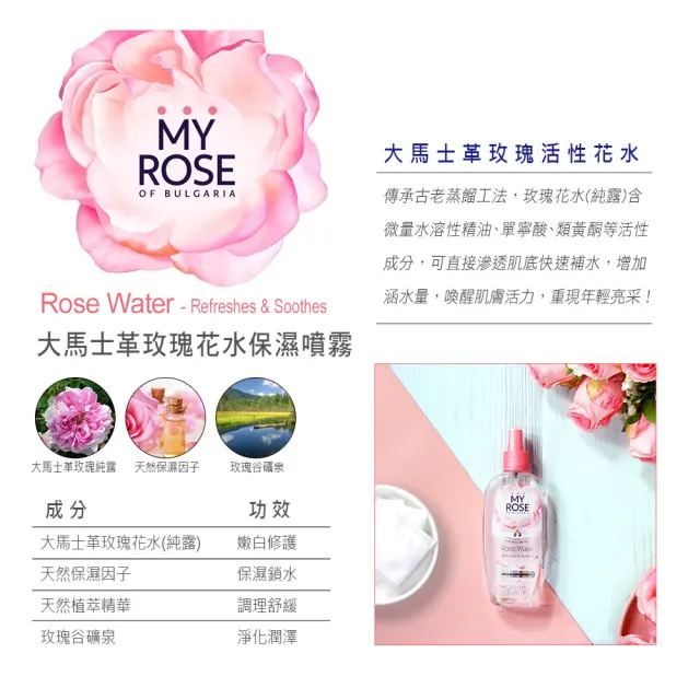 即期品【MY ROSE 保加利亞】玫瑰純露調理噴霧220mlx6(總代理公司貨)